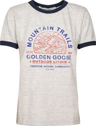 Golden Goose Journey Printed Slub Cotton Slim Long T-Shirt