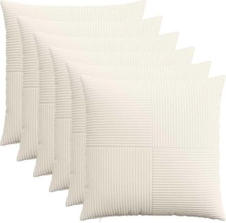 vidaXL Funda De Almohada 6 Pcs Almelo Crema 55 X 55 Cm Pana Vidaxl