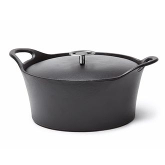 Cuisinox Cocotte redonda 24 cm de fundici&oacute;n de hierro negro con tapa acero fun