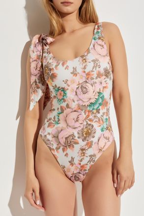 Chloé One-piece Swimsuit With Floral Motif, Womens, Multicolour