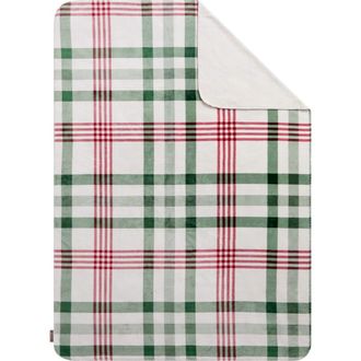 Hunter Reversible Plush Throw Blankets in Noellia Juniper Plaid at Nordstrom