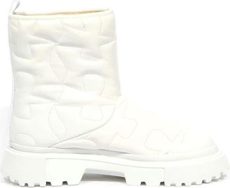 Hogan Gequilte Witte Eco-Fur Binnenlaarsjes - Dames - Winterlaarzen - Wit - 38 EU - Leer - Schoenen
