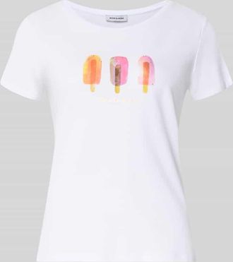 More & More More & More T-Shirt mit Motiv-Print und Rundhalsausschnitt in Weiss, Gr&ouml;&szlig;e 34