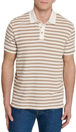 ConStruct Slim Fit Short Sleeve Stripe Polo in Khaki at Nordstrom, Size Xx-Large
