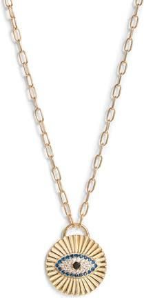 Argento Vivo Sterling Silver Evil Eye Pendant Necklace in Gold at Nordstrom Rack