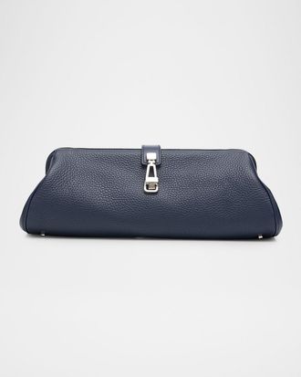 Gabriela Hearst Paola Grained Leather Baguette Clutch Bag