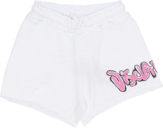 Disclaimer Witte Logo Shorts Elastische Trekkoord - Dames - Bermuda - Wit - L - Katoen - Korte Broeken
