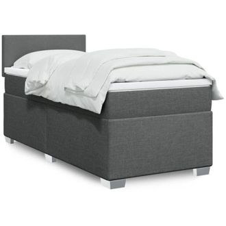 vidaXL Vidaxl - Cama Box Spring Con Colch&oacute;n Tela Gris Oscuro 90x200 Cm