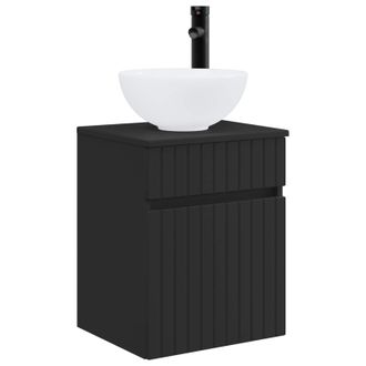 vidaXL Vanidad De Lavabo Montada En La Pared Negro 39 X 41 X 64,5 Cm Vidaxl