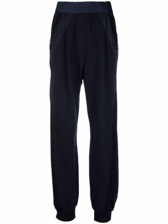 Alberta Ferretti cut-out detail track pants - women - Cotton/Spandex/Elastane - 44 - Blue