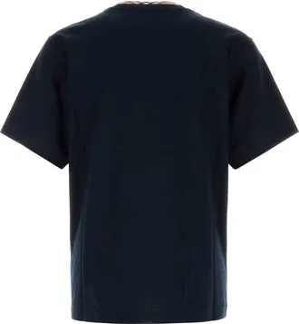 Burberry Contrast Trim Cotton T-Shirt - Navy