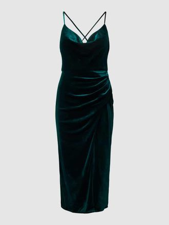 Luxuar Luxuar Knielanges Cocktailkleid mit Wasserfall-Ausschnitt in Gruen, Gr&ouml;&szlig;e 40