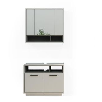 Vicco Set di mobili da bagno Beatrice, Grigio, 2 parti