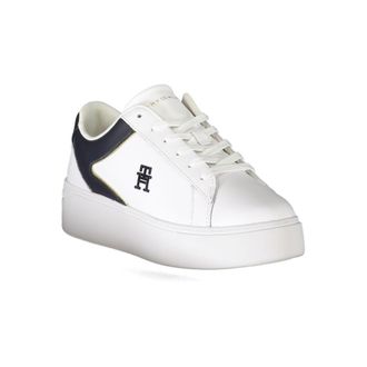 Tommy Hilfiger Contrast-Paneled Leather-Polyurethane Sneaker - White