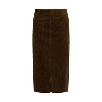 Part Two Falda Recta de Pana con Bolsillos y El&aacute;stico - Skirts - Mujer - Marr&oacute;n - L