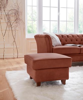 HOME AFFAIRE Polsterhocker »Reims« echte Chesterfield-Knopfheftung, Samtoptik mich changierender Optik