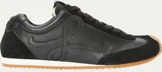 Loewe Mens Ballet Runner 2.0 Leather and Suede Low-Top Sneakers