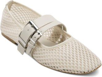 DKNY Dade Buckle Strap Mesh Ballet Flat in Khaki at Nordstrom, Size 9.5