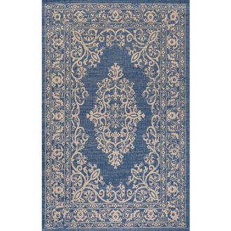 Jonathan Y Designs Galon Filigree Indoor/Outdoor Area Rug in Blue/beige at Nordstrom, Size 4Ft 0In X 6Ft 0In