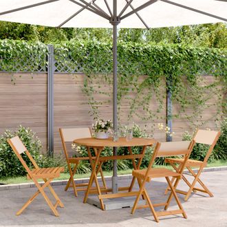 vidaXL Set De Comedor De Jard&iacute;n 5 Pzas Tela Madera Maciza Beige Vidaxl