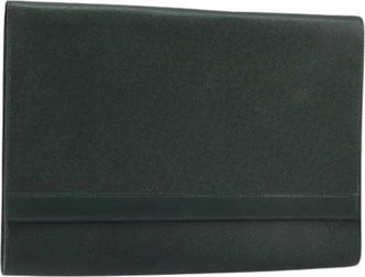 Louis Vuitton Pre-owned Taiga Leder Aktetas - Dames - Vintage Clutch - Groen - ONE Size - Leer - Vintage