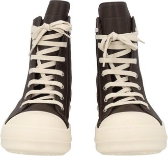 Rick Owens High-Top Sneakers with Smooth Leather Upper and Side Zipper