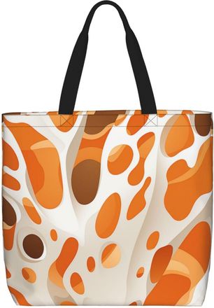 Generic Brown And White Spots Shopping Bag Waterproof Carry Bag Eco Friendly Shoulder Bags For Work College Travel