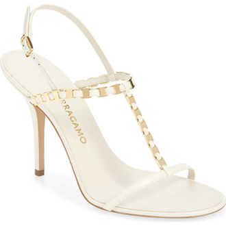 Ferragamo Estea Slingback T-Strap Sandal in Florence Mascarpone at Nordstrom, Size 6.5