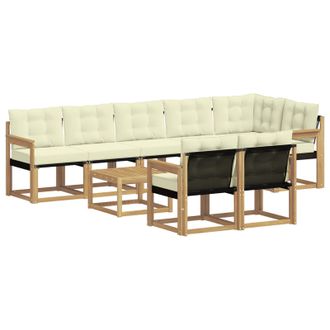 vidaXL Conjunto De Sof&aacute;s De Exterior Con Coj&iacute;n 9 Pcs Blanco Y Crema Vidaxl