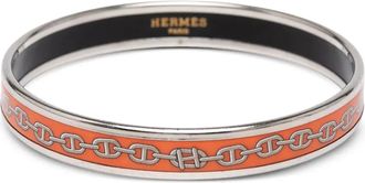 Herm&egrave;s 1900s Chain d Ancre Bangle 62 smalle emaille armband - Oranje