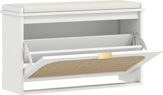 HOMCOM Banco zapatero 80x26x47.5 cm blanco