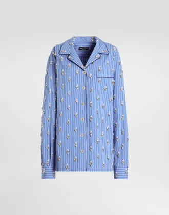 Dolce & Gabbana Cotton Shirt With Flower Embroidery - Woman Shirts And Tops Multi-colored 44