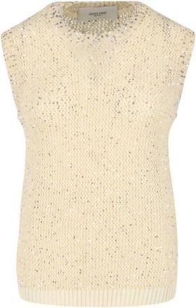 Golden Goose Sequin Knit Tank Top Cream