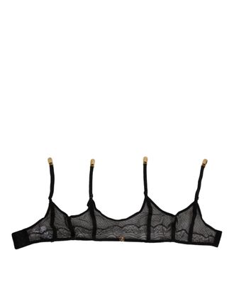 Dolce & Gabbana Black Floral Lace Nylon Strap Garter Womens Underwear