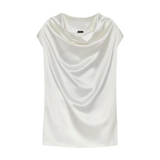 Kiton Overhemden, Dames, Wit, S, Zijden Blouse met Drapé