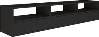 Selsey Selsey - Framme - Mueble Tv Suspendido Con Tres Puertas Y Estantes Abiertos - Negro - 150 Cm