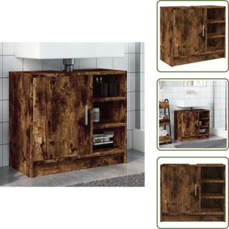 vidaXL The Living Store Mobile Lavabo Rovere Fumo 63x29x55 cm in Legno Multistrato - Lavabo