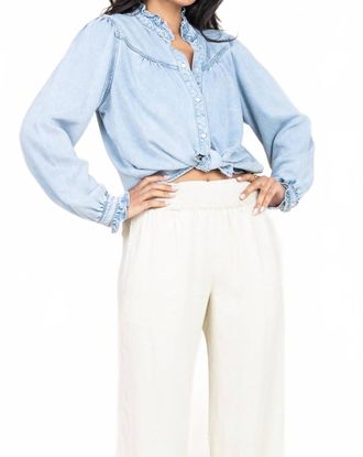 Suncoo Lorena Denim Blouse In Bleu Jeans