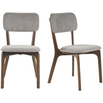 Miliboo Sedie in tessuto effetto velluto grigio testurizzato e legno scuro (set di 2) JOCA