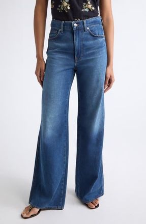 Veronica Beard Kasey Mid Rise Wide Leg Jeans in Bright Blue at Nordstrom, Size 30