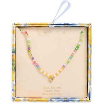 Leith Beaded CZ Heart Pendant Necklace in Rainbow Multi- Gold at Nordstrom Rack