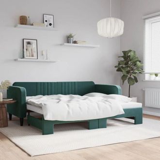 vidaXL Vidaxl - Furniture Limited - Sof&aacute; Cama Nido Terciopelo Verde Oscuro 90x200