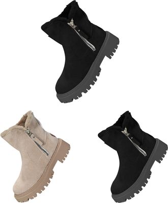 Generic Womens Mid Length Boots Womens Winter Non Slip Boots Outdoor Work Booties Winter Thicken Boot Waterproof Zip Up Boot Lightweight Non-Slip Booties Ladi