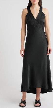 Boss Orange by Hugo Boss Danden Crinkle Satin Maxi Dress in Dark Grey at Nordstrom, Size 10