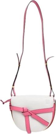 Loewe Pre-owned Small Gate Dual Shoulder Bag in Wit en Roze Kalfsleer - Dames - Vintage Schoudertas - Veelkleurig - ONE Size - Leer - Vintage