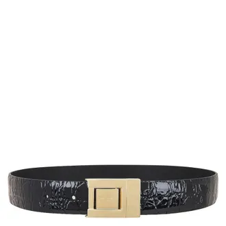 Saint Laurent Croc-Embossed Boucle La 76 Belt, Size 85