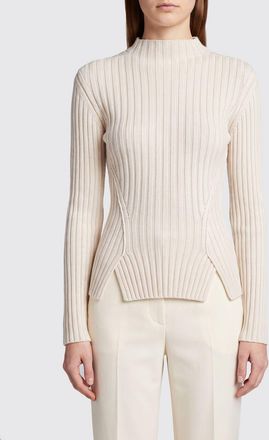Victoria Beckham Maglia a coste in misto cashmere con spacco frontale