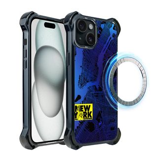 OEM Custodia Ibizu Dropguard Ultra Per Iphone 15 Con Magsafe, Mappe Del Mondo, New York