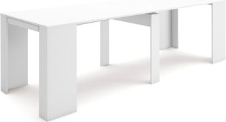 Skraut Home Mesa Consola Extensible, Mesa Comedor Plegable, 260, Para 12 Comensales, Comedor Y Cocina, Estilo Moderno, Blanco - Skraut Home