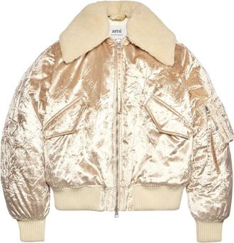 Ami metallic velvet bomber jacket - unisex - Viscose/Polyester/Cotton - L - Neutrals